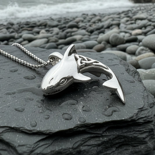 Nautical Celtic Shark Necklace in Sterling Silver