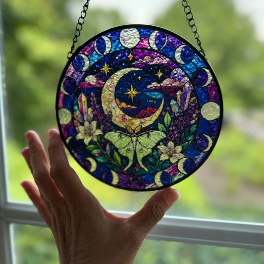 Magical Crescent Moon & Luna Moth Suncatcher