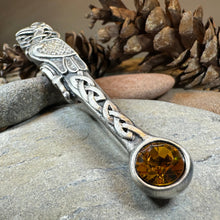 Load image into Gallery viewer, Celtic Raven Crystal Kilt Pin
