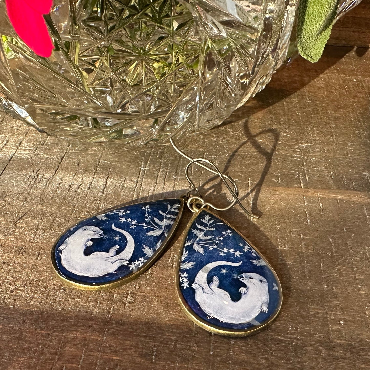 Indigo Otter Earrings - Handmade in the USA