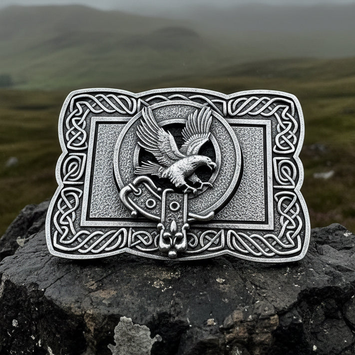Celtic Eagle Kilt Belt Buckle - Handmade in Scotland