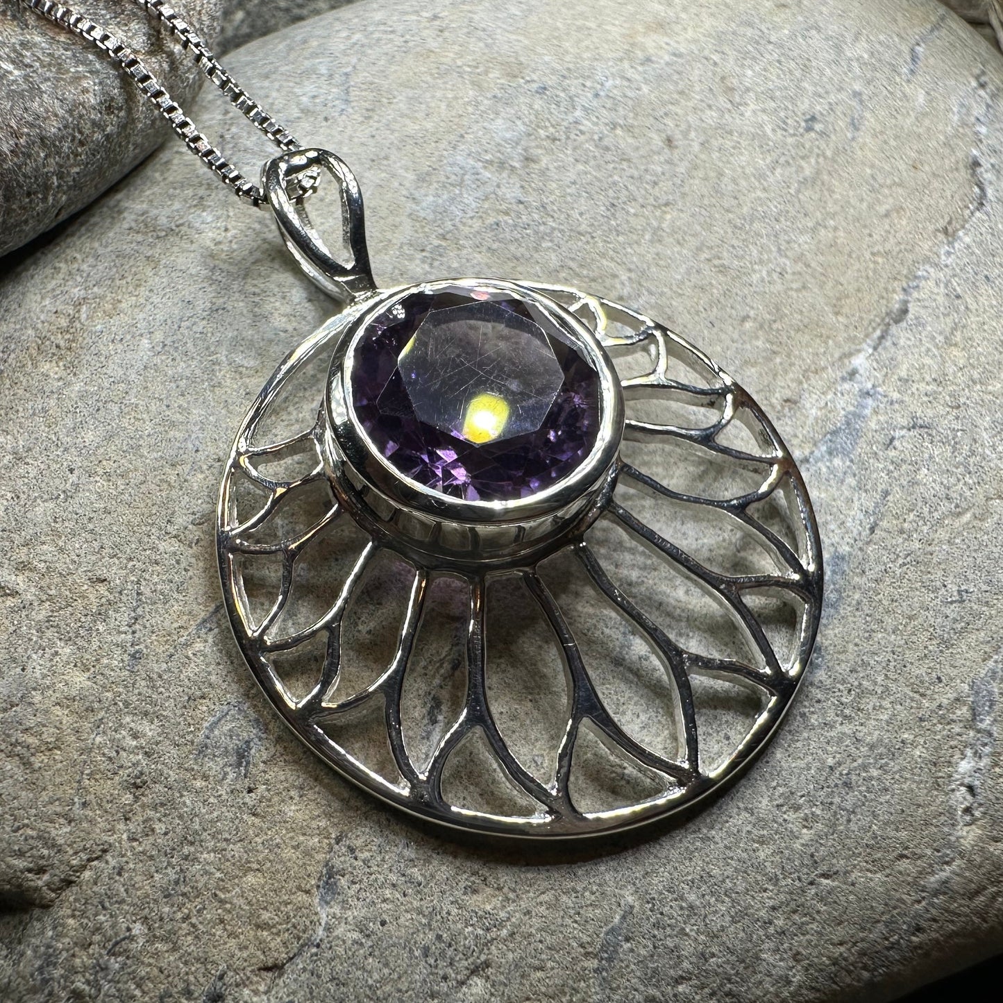 Amethyst Lotus Flower Necklace — view 5