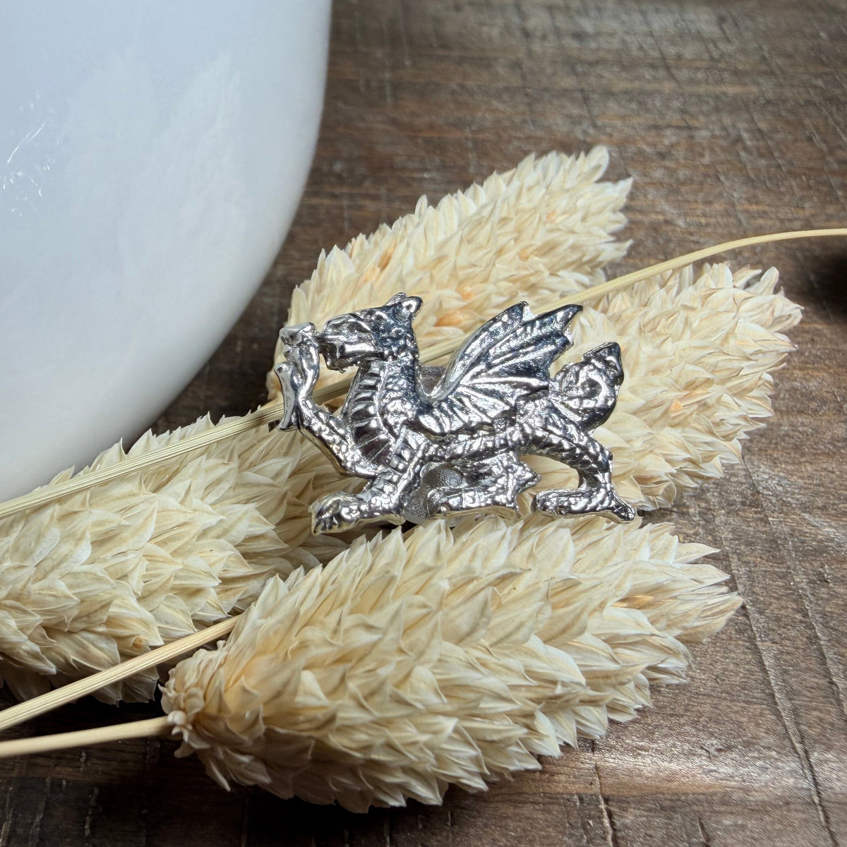 Welsh Dragon Lapel Pin in Pewter