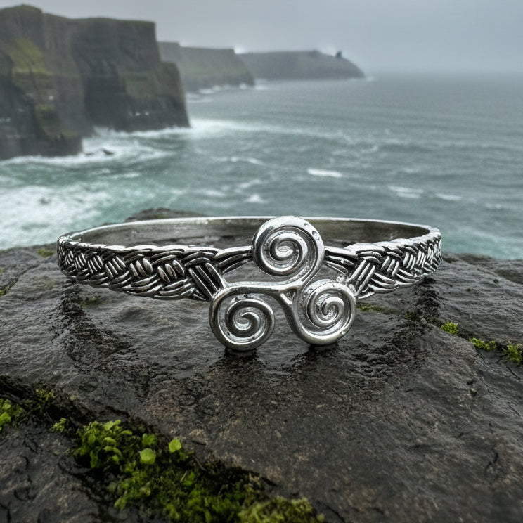 Celtic Triple Spiral Bracelet in pewter