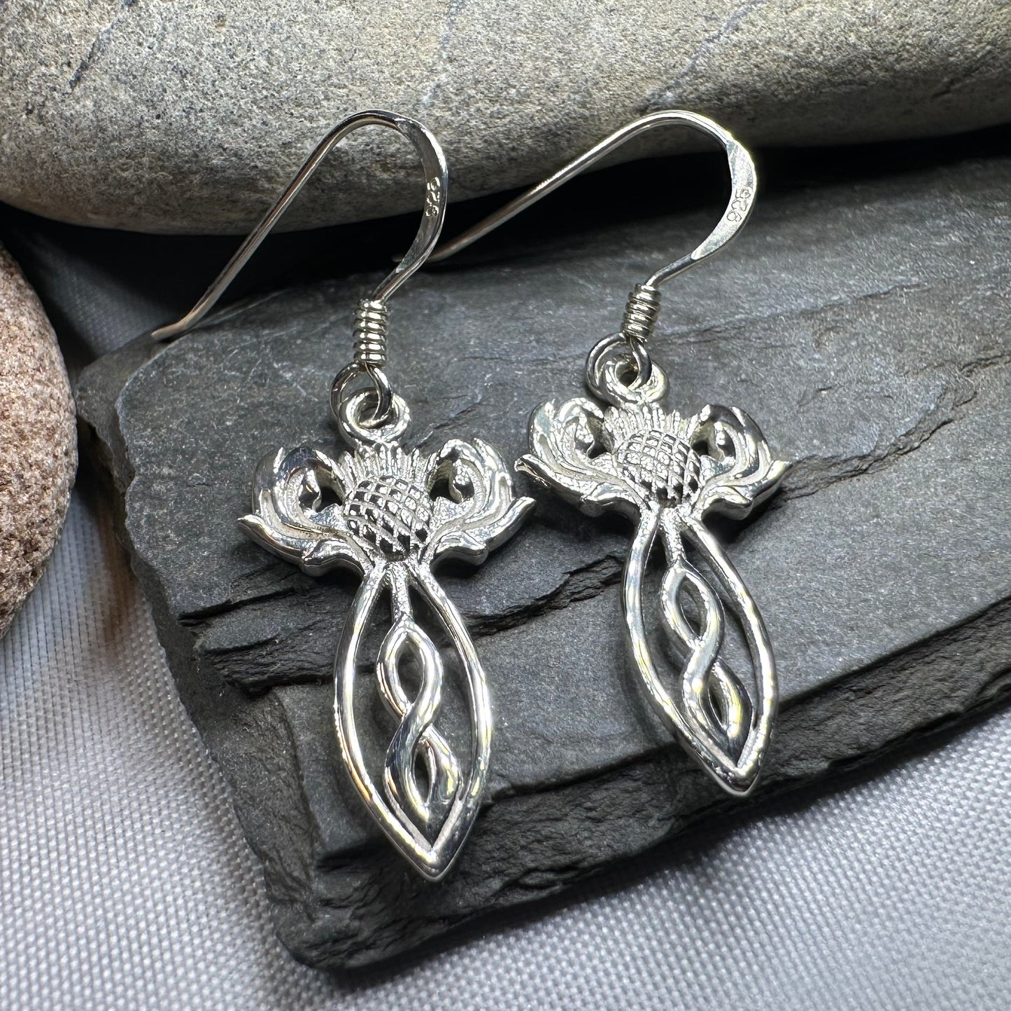 Branka Scottish Thistle Earrings in Sterling Silver — view 4