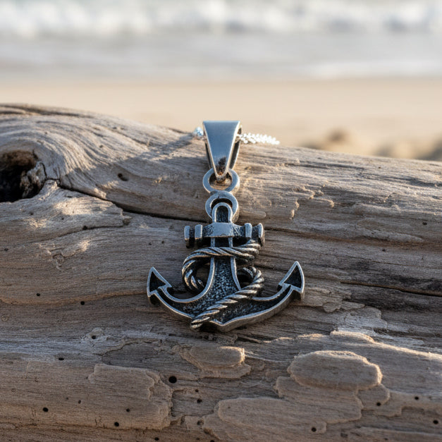 Pittenweem Petite Anchor Necklace in Sterling Silver