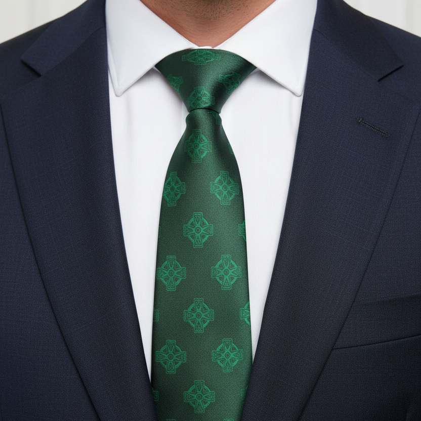 Emerald Green Celtic Cross Necktie