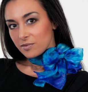 Load image into Gallery viewer, Hand Painted Salt Water Silk Scarf
