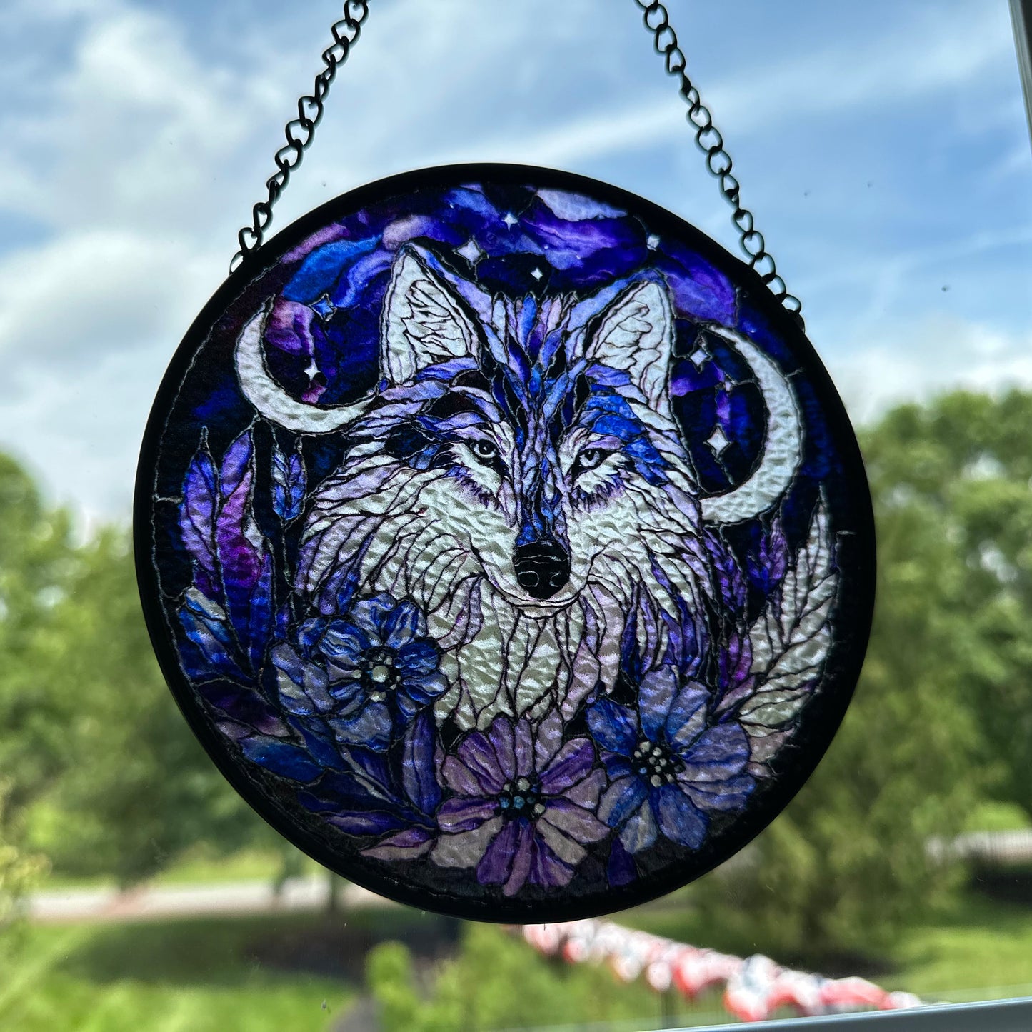 Midnight Purple Wolf Suncatcher
