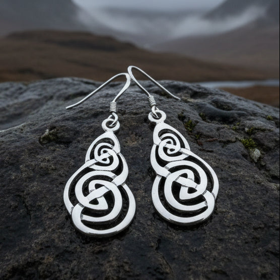 Beltane Celtic Earrings in Sterling Silver — view 5