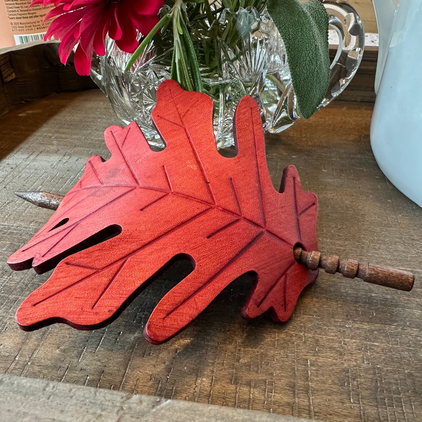 Large Oak Leaf Leather Hair Slide for Women