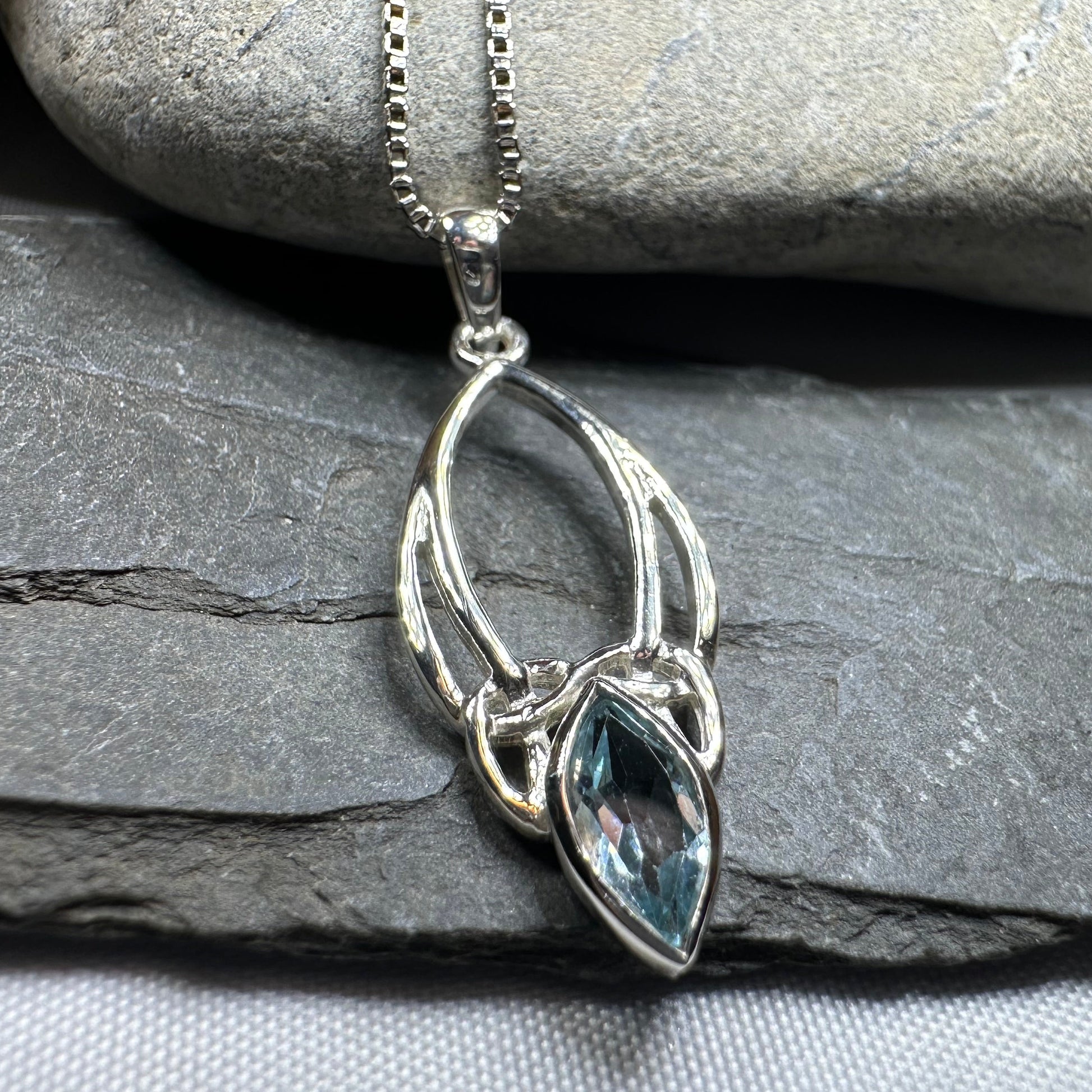 Vanessa Trinity Knot Blue Topaz Necklace — view 5