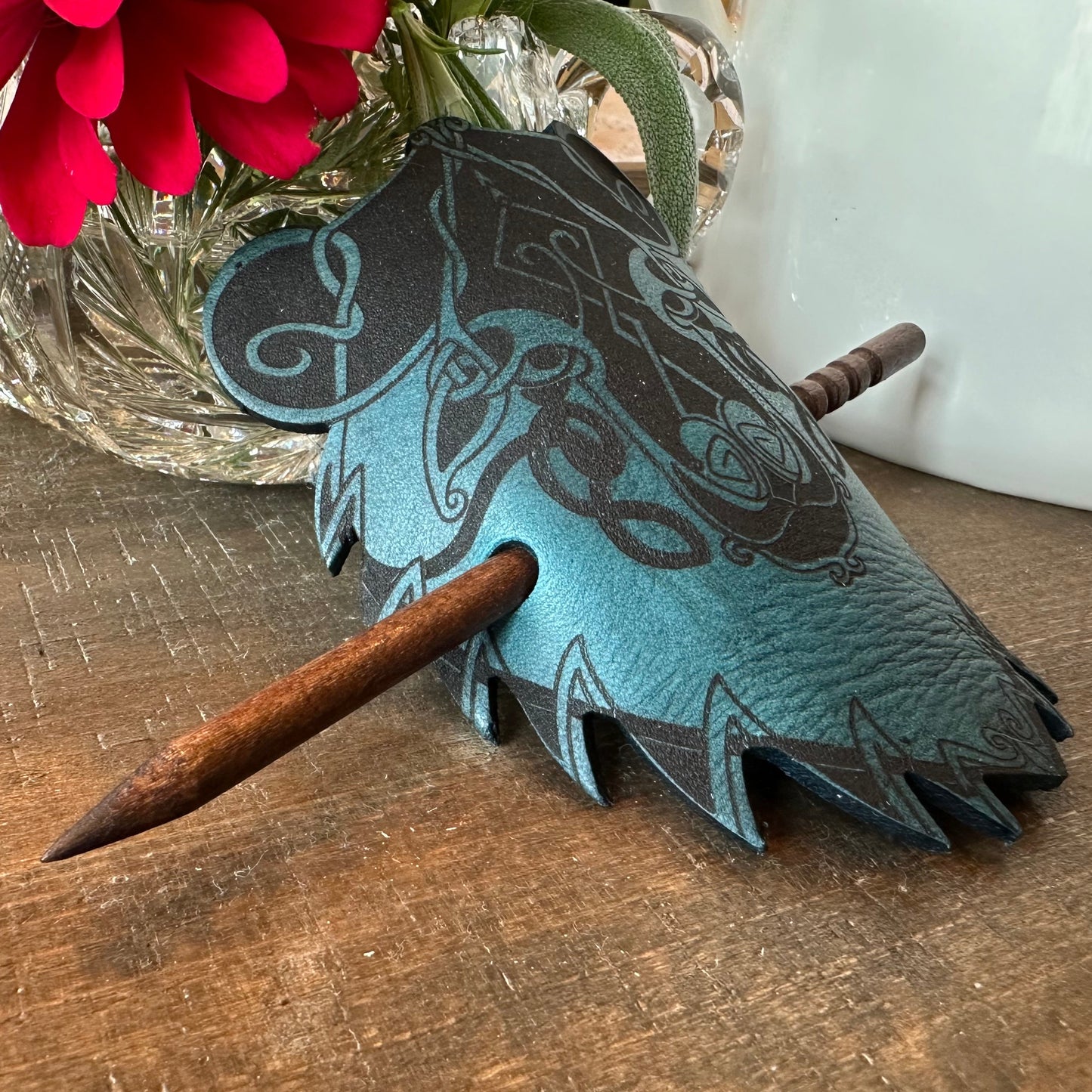 Celtic Bear Leather Hair Slide for Women