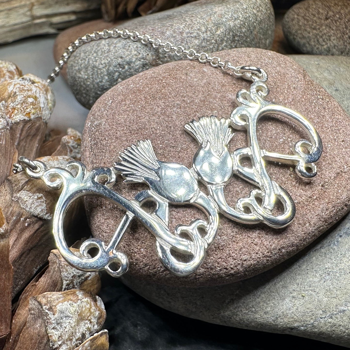 Scottish Meadow Thistle Necklace - Handmade in Scotland