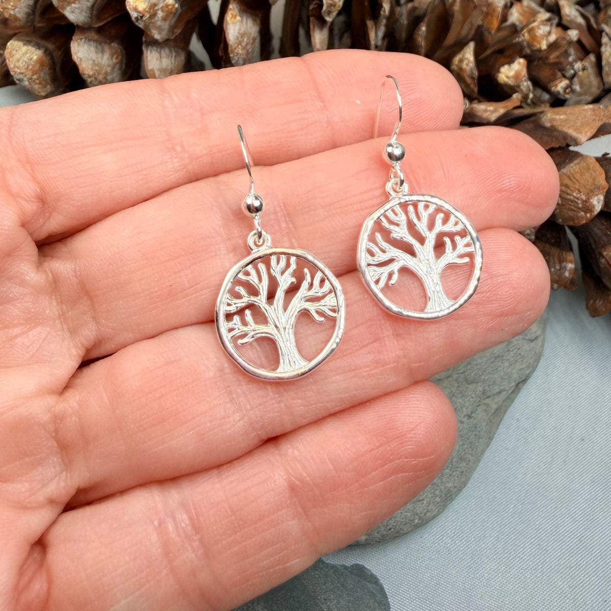 Traditional Tree of Life Earrings in Sterling Silver