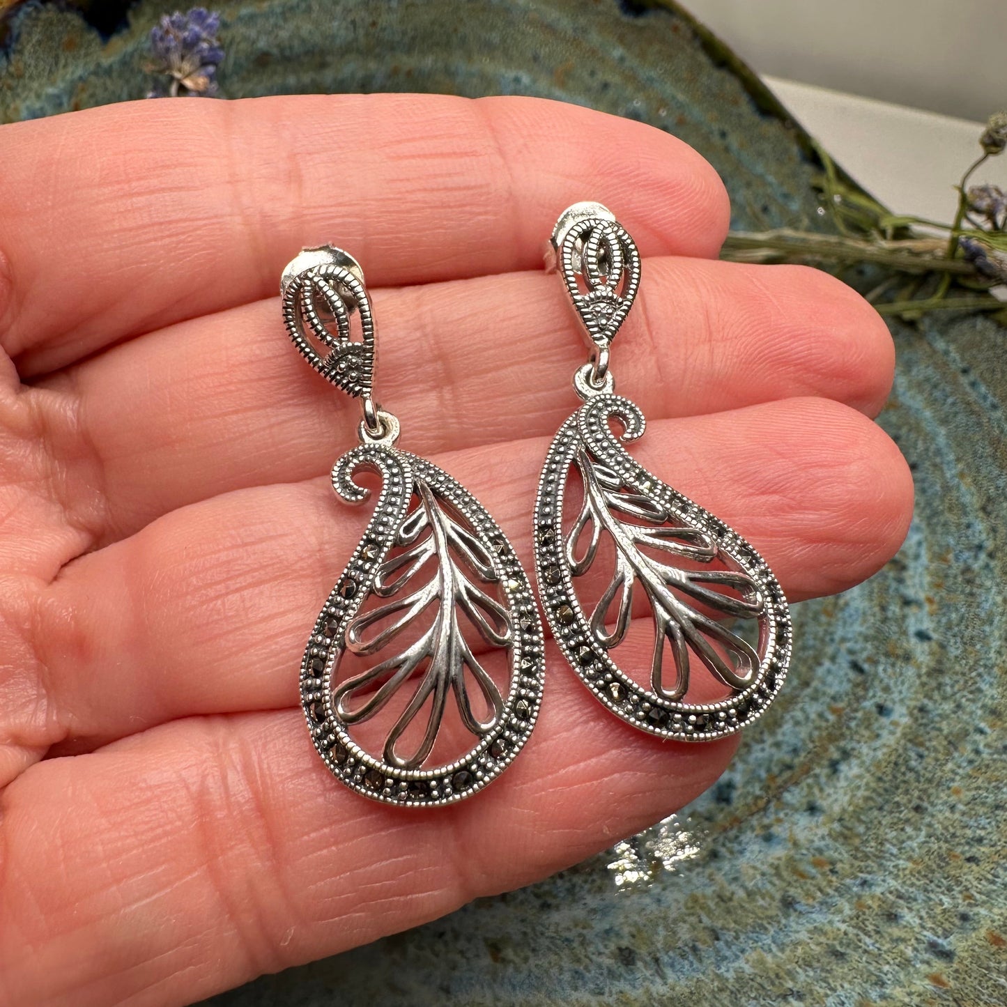 Elegant Celtic Paisley Earrings in Sterling Silver