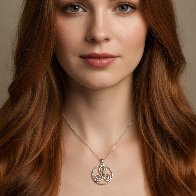 Ancient Celtic Spiral Necklace In Sterling Silver — view 2