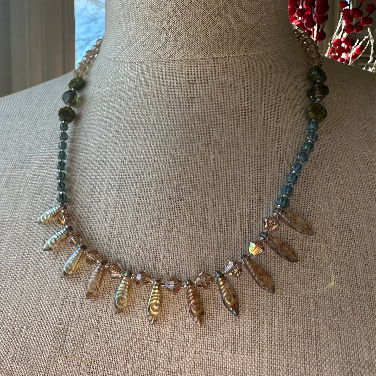 Peacock Crystal Necklace — view 6