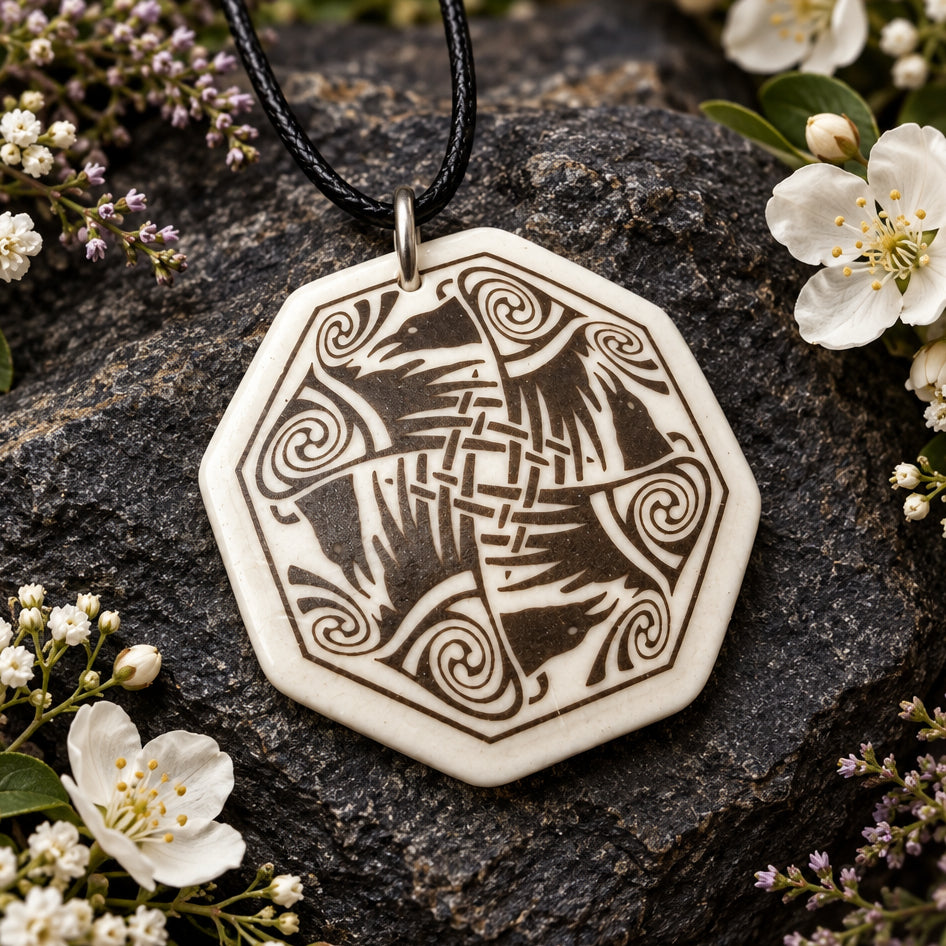 Artisan Nehalennia Celtic Raven Necklace - Handmade in the U.S.A.