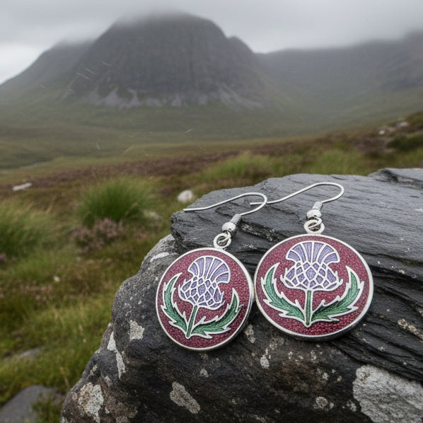 Highland Glen Scottish Thistle Earrings - Scotland Jewelry