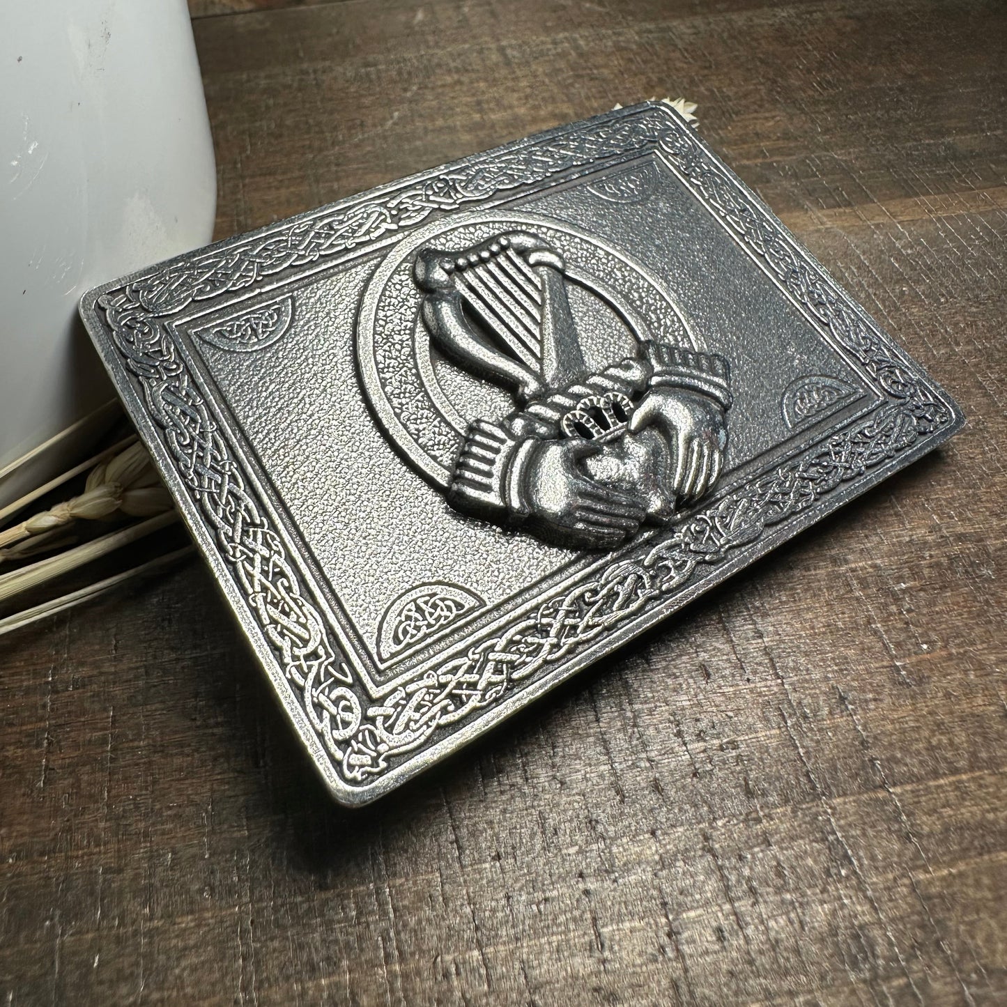 Irish Claddagh Harp Kilt Belt Buckle for Men