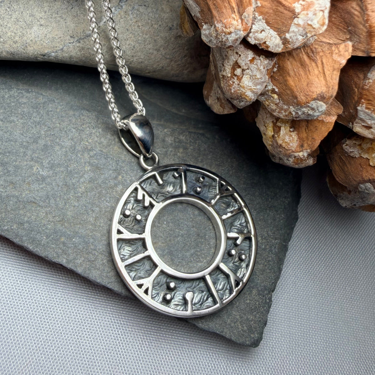 "My Love, Kiss Me" Norse Runes Necklace in Sterling Silver