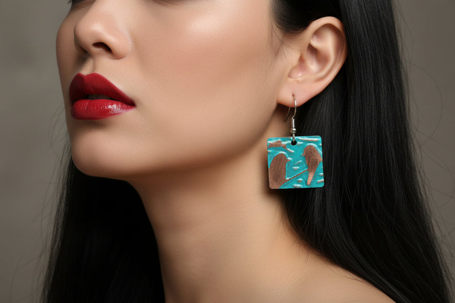 Summersong Bird Copper Dangle Earrings