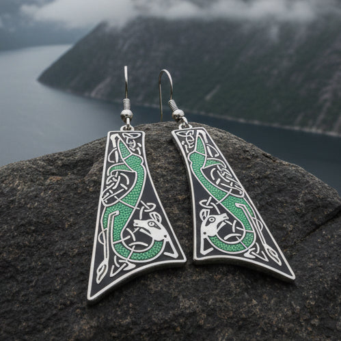 Dorcha Celtic Dragon Earrings