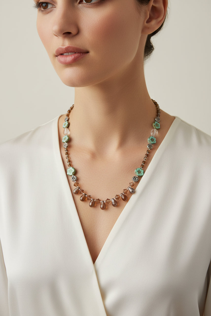 Golden Lotus Crystal Necklace — view 3