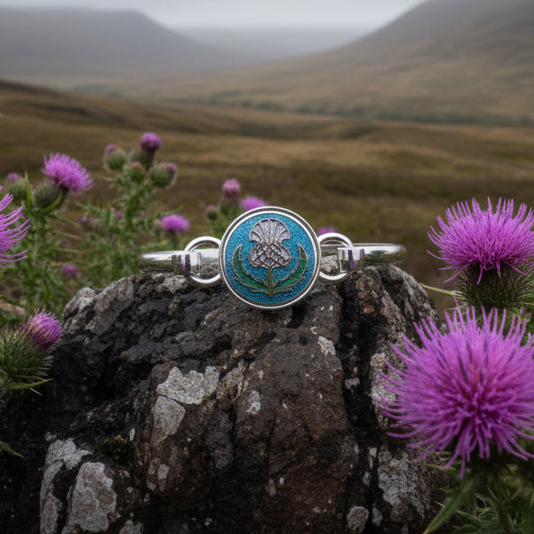 Enamel Scottish Thistle Bracelet for Women