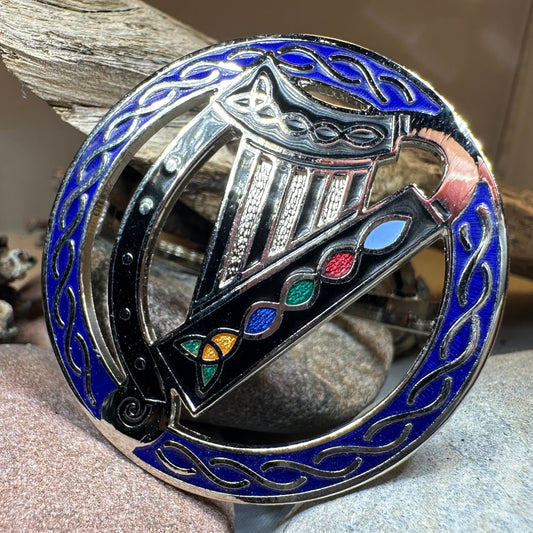 Enamel Irish Celtic Harp Scarf Ring — view 6