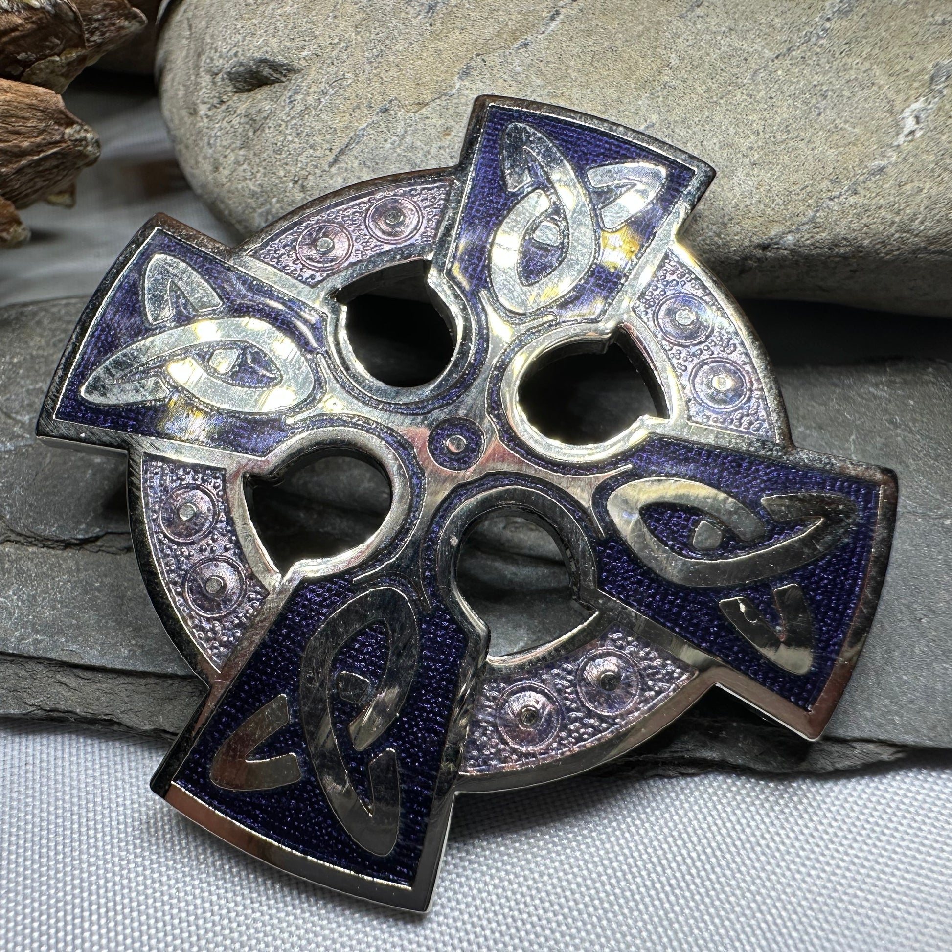 Enamel Celtic Cross Brooch — view 3