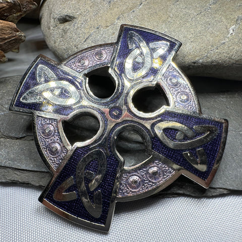 Load image into Gallery viewer, Enamel Celtic Cross Brooch

