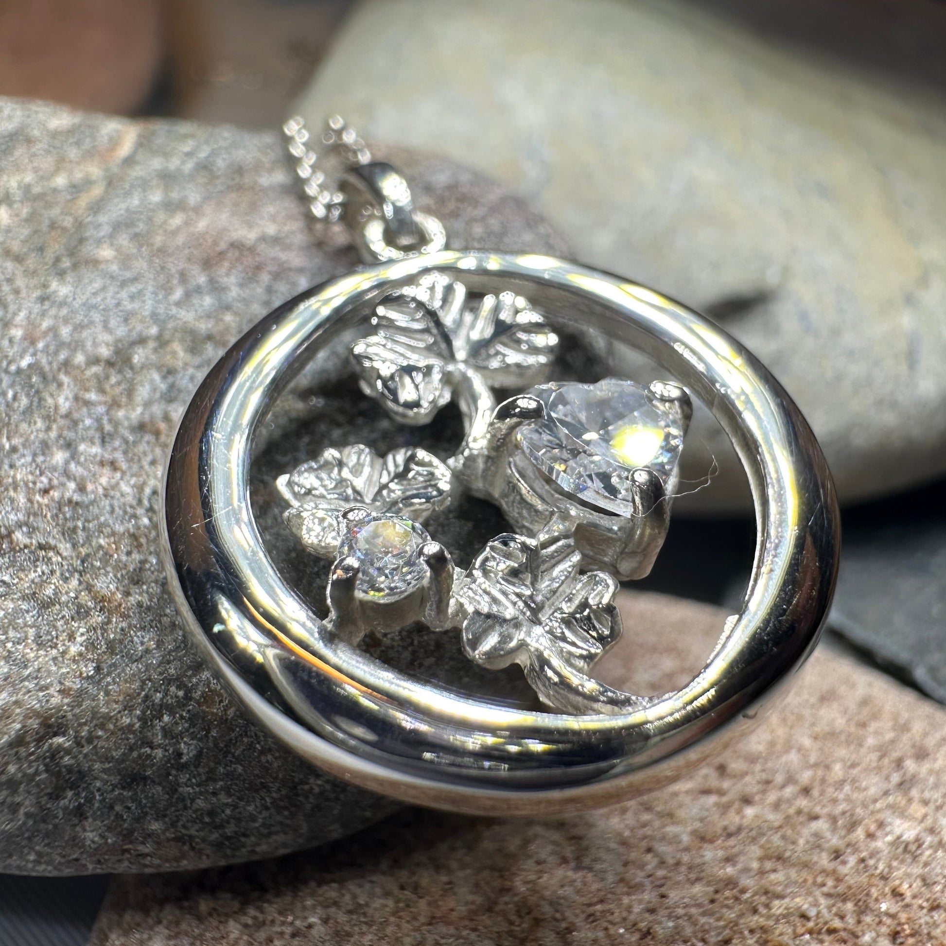 Irish Shamrock Garden Necklace in Sterling Silver — view 6