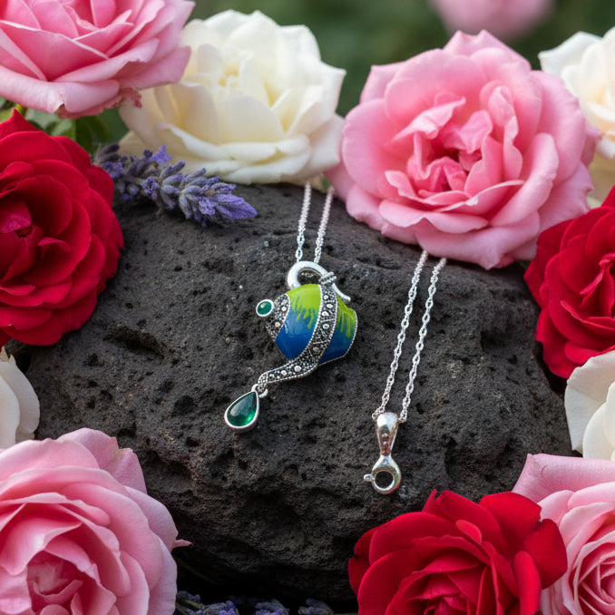 Spot of Tea Teapot Marcasite Necklace in Sterling Silver