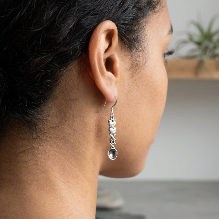 Hugs & Kisses Welsh Love Spoon Earrings in Sterling Silver