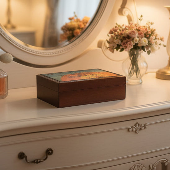 Serenity Prayer Sunrise Keepsake Box - Handmade Wooden Box