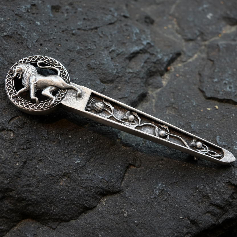 Thistle Scotland Lion Kilt Pin in Pewter