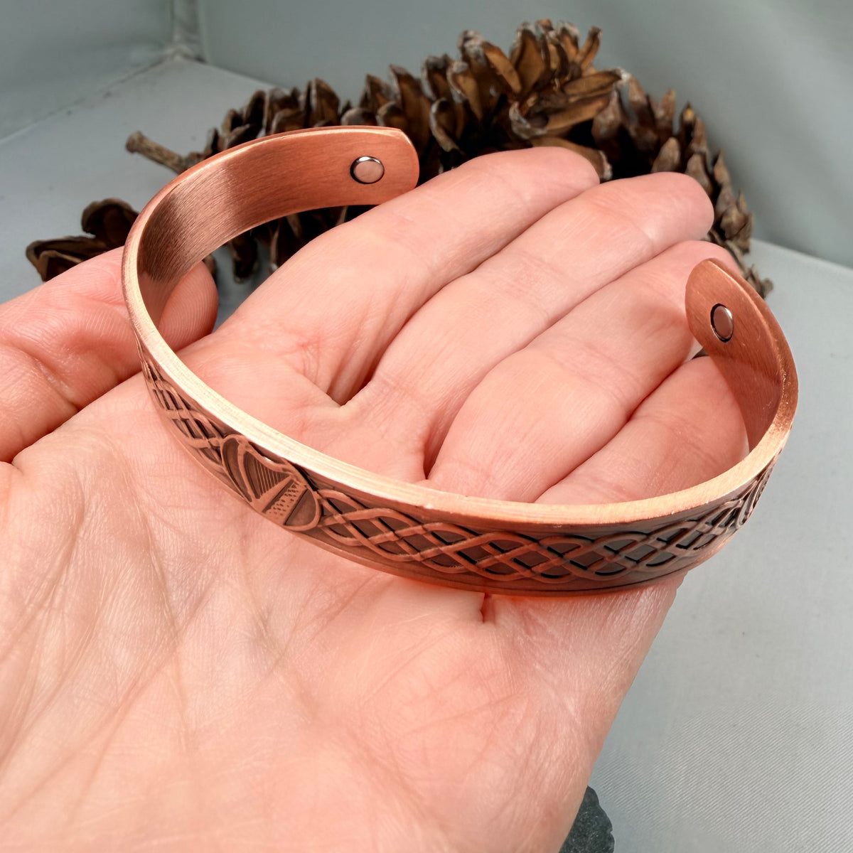 Celtic Irish Harp Copper Cuff Bracelet