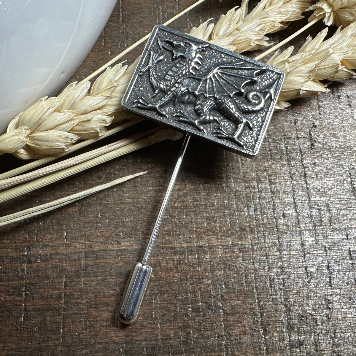 Square Welsh Dragon Lapel Stick Pin for Men