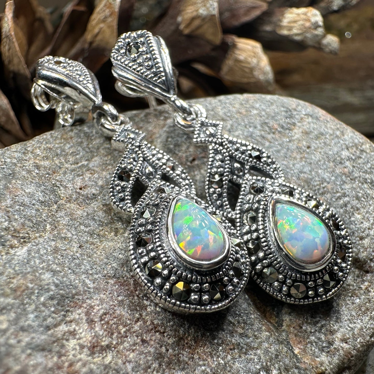 Celtic Twilight Opal Earrings in sterling silver