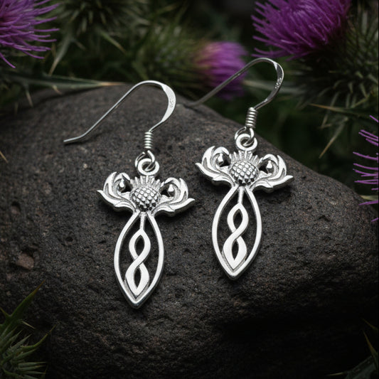 Branka Scottish Thistle Earrings in Sterling Silver