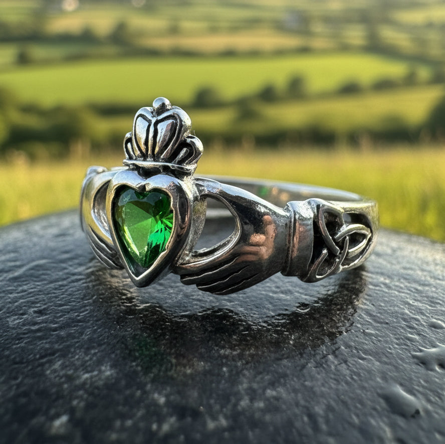 Irish Claddagh Trinity Knot Ring in Sterling Silver — view 2