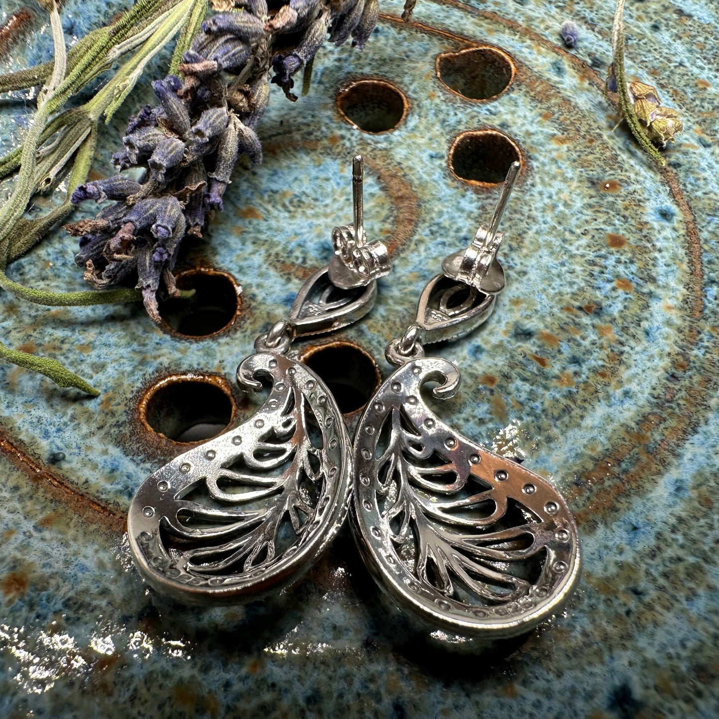 Elegant Celtic Paisley Earrings in Sterling Silver
