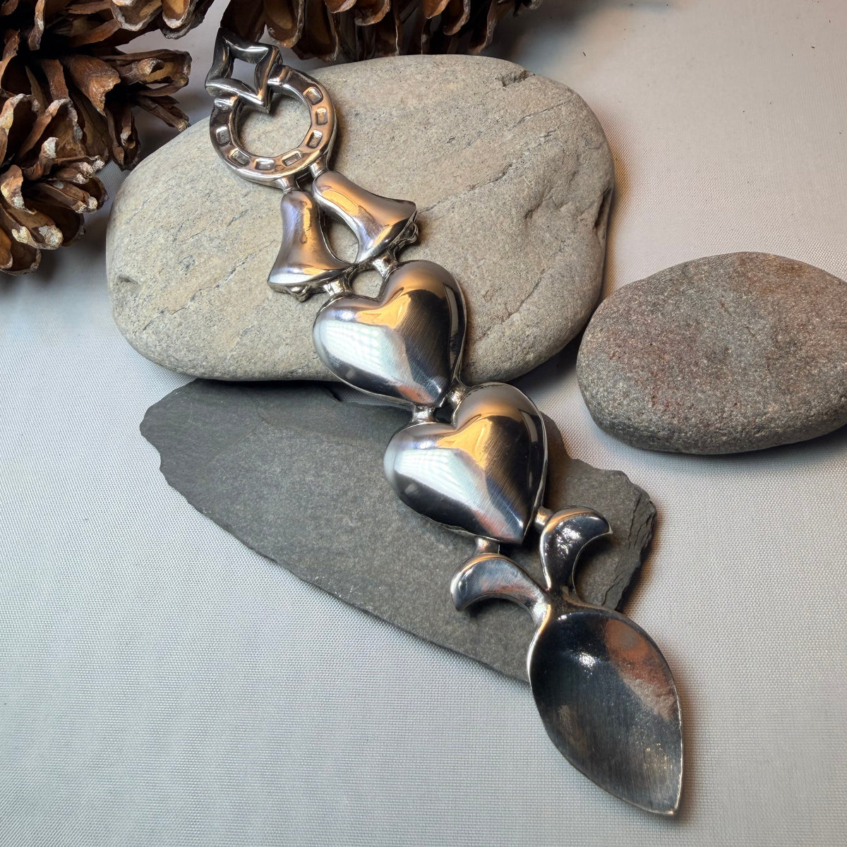Traditional Welsh Love Spoon in Pewter