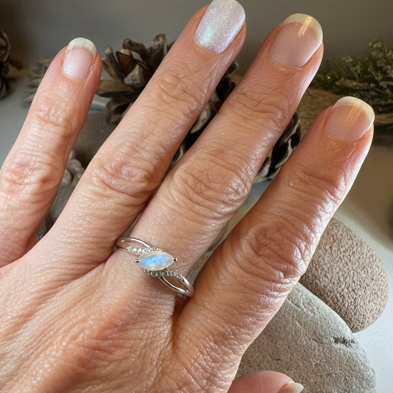 Winter Ice Moonstone Ring