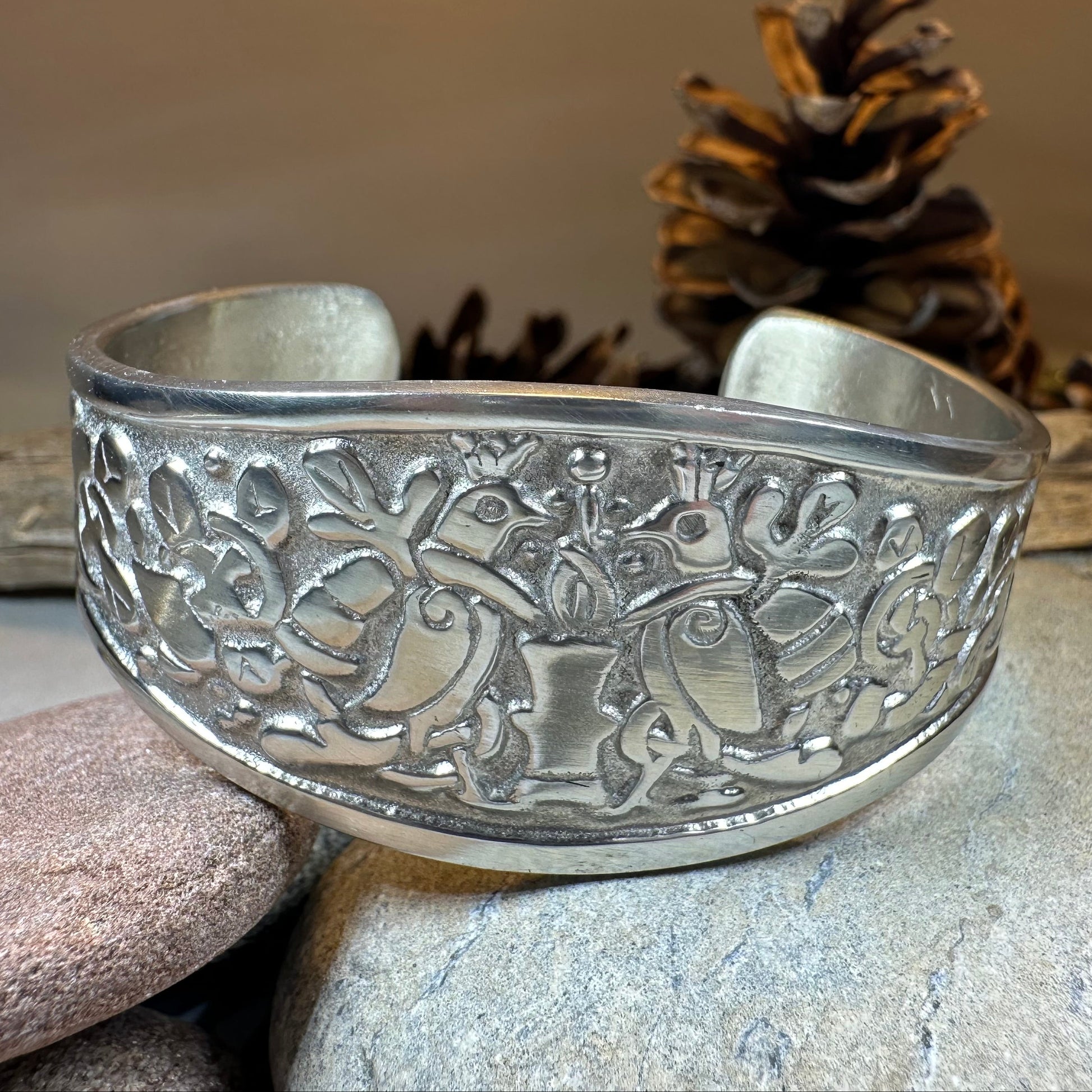 Celtic Love Birds Cuff Bracelet - Handmade in Scotland — view 6