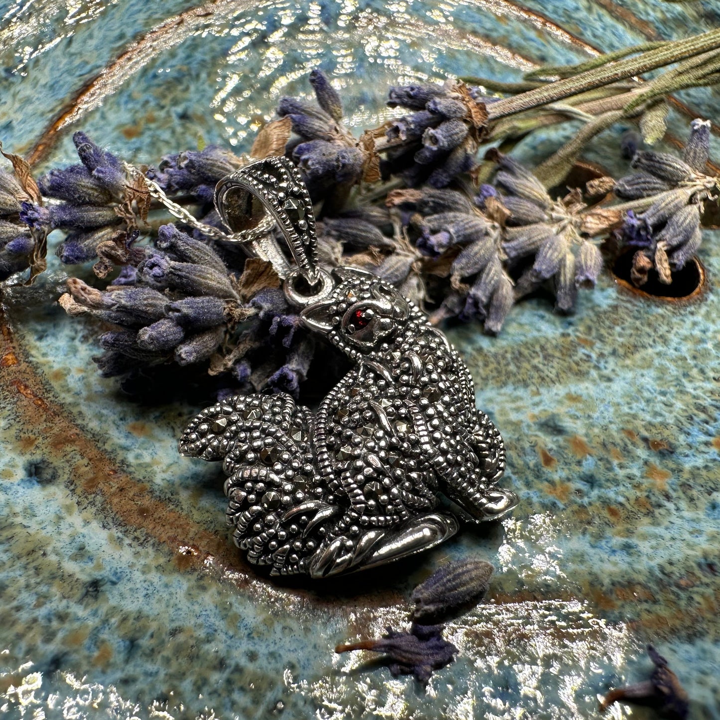 Precious Marcasite Cat Necklace in Sterling Silver