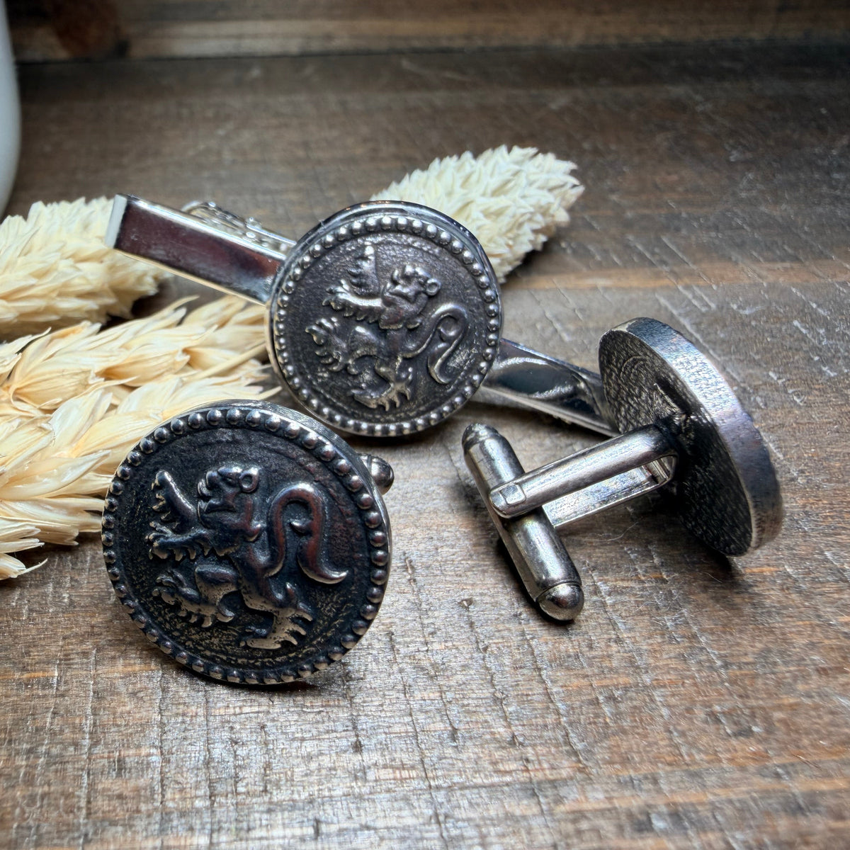 Lion of Scotland Cuff Links & Tie Bar Set - Handmade in Scotland