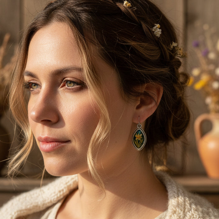 Daffodil Art Earrings - Handmade in the U.S.A.